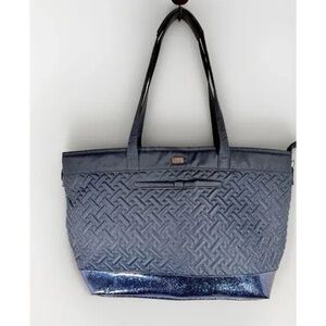 Lug Avion Navy Blue Convertible Tote Bag Quilted Overnighter Travel Glitter